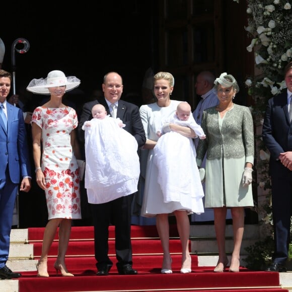 Baptême des jumeaux du prince Albert II de Monaco et de la princesse Charlene, le prince héréditaire Jacques et la princesse Gabriella, en la cathédrale de Monaco le 10 mai 2015. A droite, Christopher Le Vine Jr., l'un des parrains.