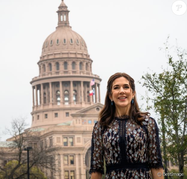 La princesse Mary de Danemark en visite le 11 mars 2019 aux Etats-Unis à Austin, au Texas, dans le cadre d'une mission économique de trois jours axée notamment sur le développement durable, la gastronomie, la mode et le design.