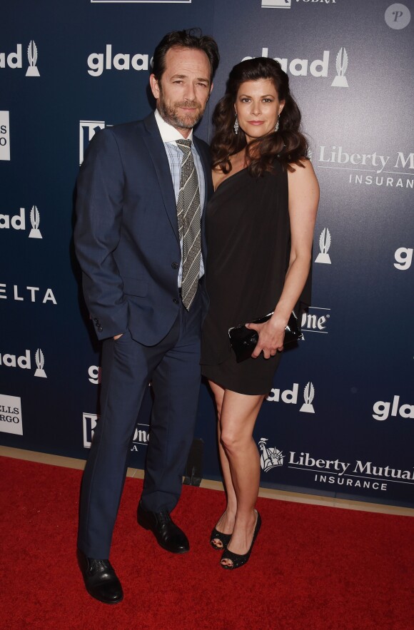 Luke Perry et Wendy Madison Bauer à la 28ème soirée annuelle GLAAD Media Awards à Los Angeles, le 2 avril 2017 © CPA/Bestimage