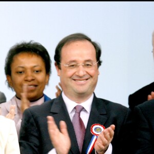 Ségolène Royal, François Hollande et Dominique Strauss-Kahn au parc des expositions, le 18 mars 2007