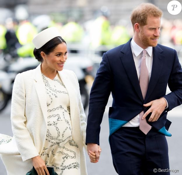 Meghan Markle, duchesse de Sussex (enceinte) et le prince Harry, duc de Sussex - Arrivée de la famille royale britannique à la messe en l'honneur de la journée du Commonwealth à l'abbaye de Westminster à Londres, le 11 mars 2019. 11 March 2019.
