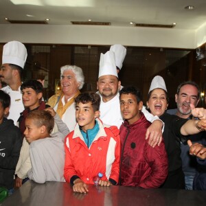 Exclusif - Bruno Solo à la rencontre des enfants de l'Association de l'Enfance Handicapée et de l'association Khoutwa lors des Rencontres gastronomiques d'Agadir, l'alliance entre la gastronomie française et marocaine par Jean Colin, le président fondateur. Le 16 mars 2019 © Denis Guignebourg / BestImage