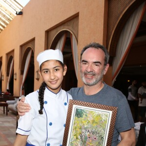 Exclusif - Bruno Solo à la rencontre des enfants de l'Association de l'Enfance Handicapée et de l'association Khoutwa lors des Rencontres gastronomiques d'Agadir, l'alliance entre la gastronomie française et marocaine par Jean Colin, le président fondateur. Le 16 mars 2019 © Denis Guignebourg / BestImage