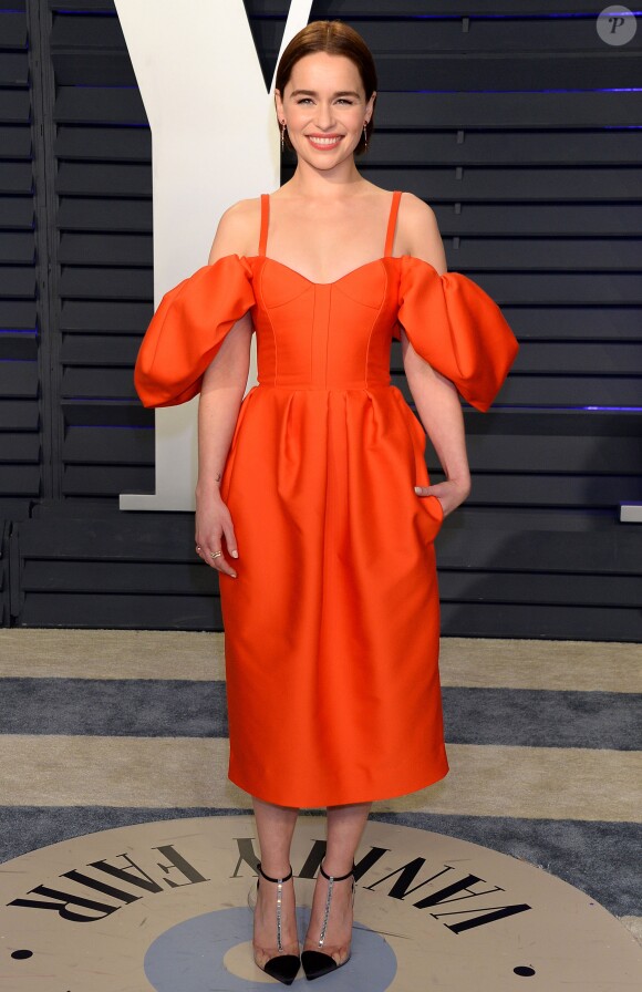 Emilia Clarke à la soirée Vanity Fair Oscar Party à Los Angeles, le 24 février 2019.