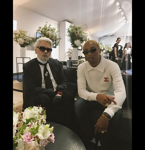 Karl Lagerfeld et Pharrell Williams à Paris. Le 3 juillet 2018.