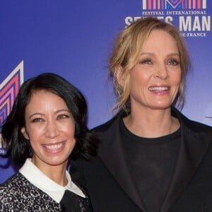 Uma Thurman, Leah Rachel (créatrice) et Jennifer Yale (productrice) lors du photocall de la série "Chambers" de Netflix dans le cadre de la 10e édition du festival Series Mania à Lille, le 26 mars 2019. © Stéphane Vansteenkiste/Bestimage