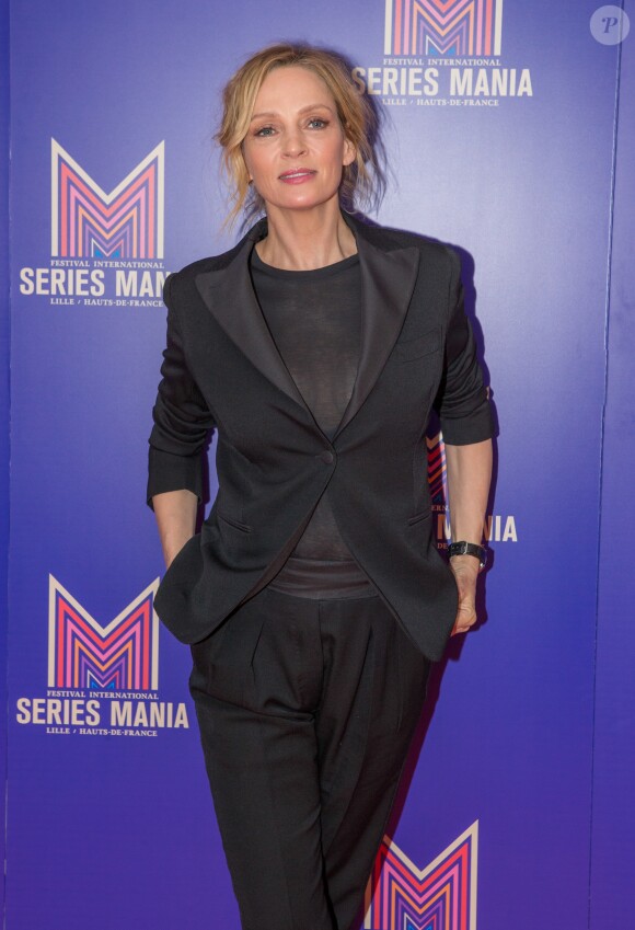 Uma Thurman lors du photocall de la série "Chambers" de Netflix dans le cadre de la 10e édition du festival Series Mania à Lille, le 26 mars 2019. © Stéphane Vansteenkiste/Bestimage