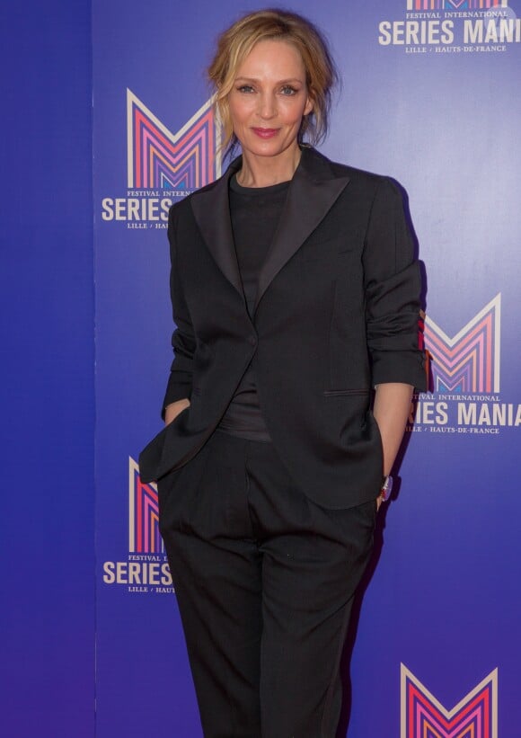 Uma Thurman lors du photocall de la série "Chambers" de Netflix dans le cadre de la 10e édition du festival Series Mania à Lille, le 26 mars 2019. © Stéphane Vansteenkiste/Bestimage