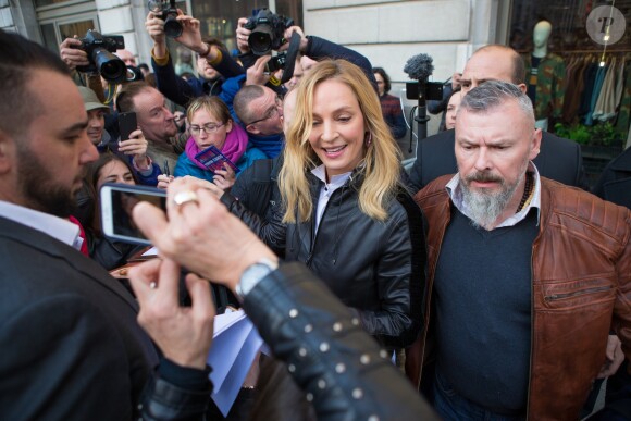 Uma Thurman rencontre des fans, après avoir fait un passage à la 10ème édition du Festival Séries Mania à Lille pour animer une masterclass et présenter la série "Chambers" le 26 mars 2019. © Stéphane Vansteenkiste / Bestimage