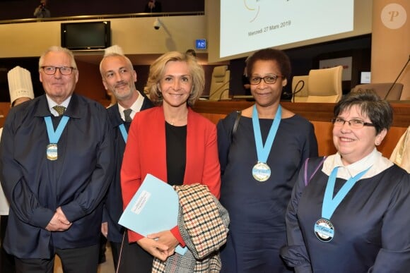 Exclusif - Valérie Pécresse - Signature de la charte du parcours de la Gastronomie de la Région Ile-de-France à l'Hémicycle Simone Veil à Paris le 27 mars 2019. © Erez Lichtfeld/Bestimage