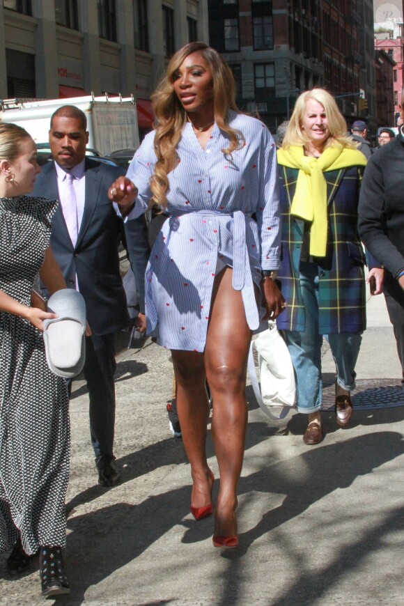 Serena Williams à la sortie des bureaux de BuzzFeed à New York le 3 avril 2019.