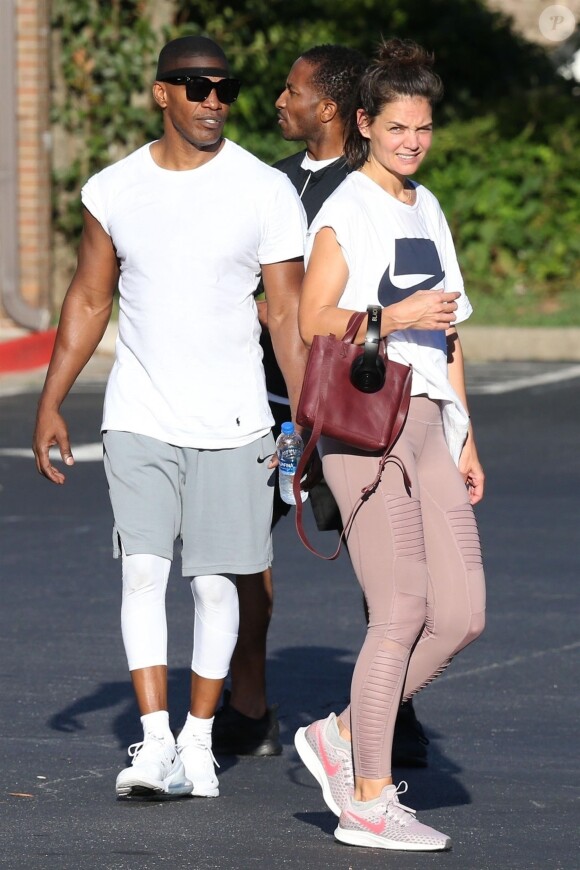 Exclusif -  Katie Holmes et son compagnon Jamie Foxx sont allés à leur cours de gym en amoureux à Atlanta. Le 17 septembre 2018