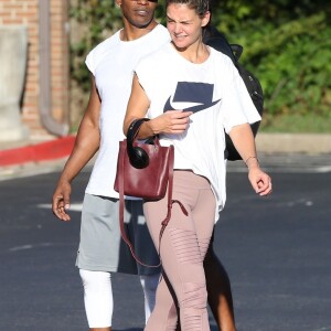 Exclusif -  Katie Holmes et son compagnon Jamie Foxx sont allés à leur cours de gym en amoureux à Atlanta. Le 17 septembre 2018