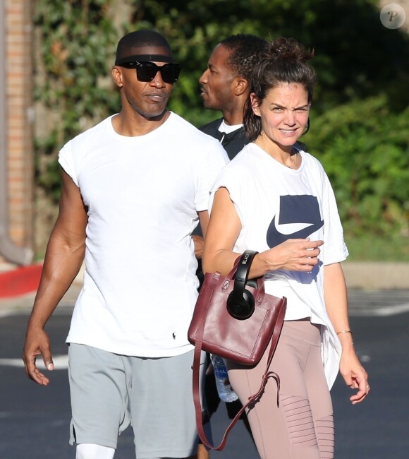 Exclusif -  Katie Holmes et son compagnon Jamie Foxx sont allés à leur cours de gym en amoureux à Atlanta. Le 17 septembre 2018