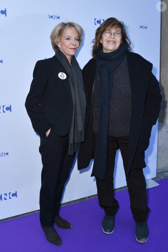Frédérique Bredin (présidente du CNC) et Jane Birkin - Soirée hommage Agnès Varda au CNC (Centre national du cinéma et de l'image animée) à Paris le 8 avril 2019. © Giancarlo Gorassini/Bestimage08/04/2019 - Paris