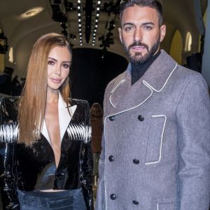 Nabilla Benattia et son compagnon Thomas Vergara - People au défilé de mode Haute-Couture printemps-été 2019 "Jean Paul Gaultier" à Paris. Le 23 janvier 2019 © Olivier Borde / Bestimage