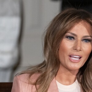 Melania Trump en meeting "Interagency Working Group on Youth Programs" à la Maison Blanche à Washington. Le 18 mars 2019.