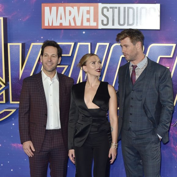 Scarlett Johansson, Chris Hemsworth, Paul Rudd à la première de "Avengers: Endgame" au cinéma Picture House Central à Londres, le 10 avril 2019.