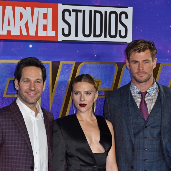 Chris Hemsworth, Scarlett Johansson, Paul Rudd à la première de "Avengers: Endgame" au cinéma Picture House Central à Londres, le 10 avril 2019.