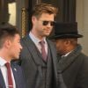 Paul Rudd et Chris Hemsworth à la sortie de leur hôtel à Londres, le 10 avril 2019.