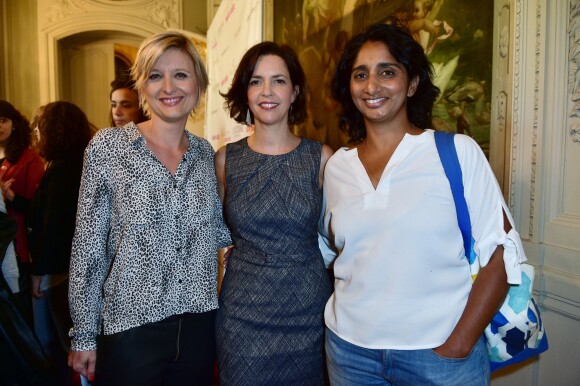 Karine de Menonville, Nathalie Renoux et Patricia Loison. Conférence de presse de l'opération "La Flamme Marie Claire" à l'hotel le Marois à Paris le 15 juin 2015.