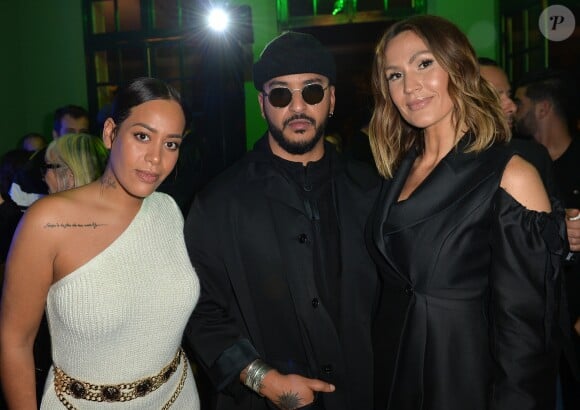 Amel Bent, Slimane (Slimane Nebchi) et Vitaa lors de la soirée de lancement de la collection capsule "I'm not a rapper" de la marque Elevenparis (Eleven Paris) à Paris, France, le 11 avril 2019. © Veeren/Bestimage