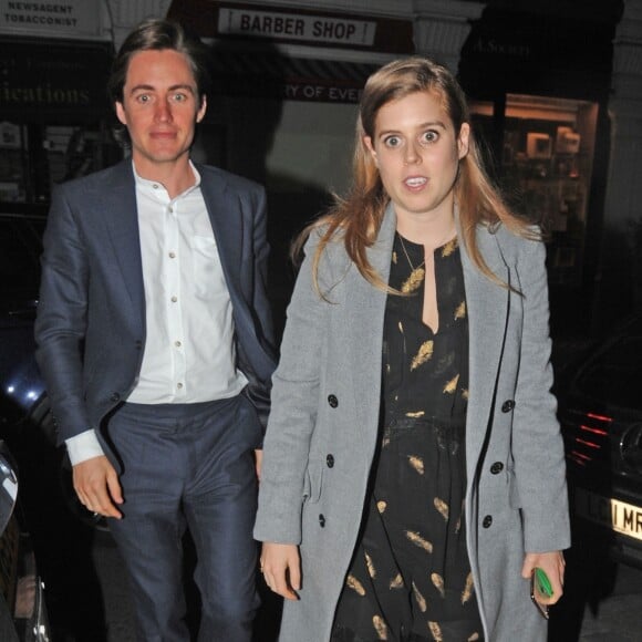 La princesse Beatrice d'York et son compagnon Edoardo Mapelli Mozzi ont passé la soirée à Chiltern Firehouse, à Londres, le 4 avril 2019.