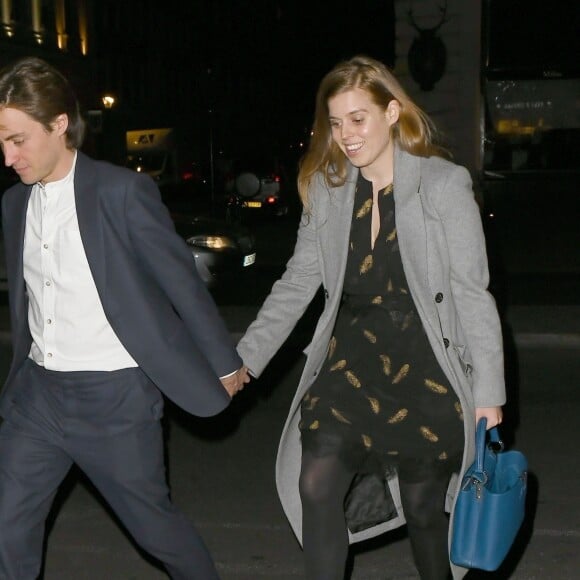 La princesse Beatrice d'York et son compagnon Edoardo Mapelli Mozzi ont passé la soirée à Chiltern Firehouse, à Londres, le 4 avril 2019.