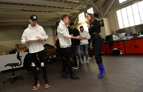 Exclusif - Carla Ginola et son compagnon lancent leur ligne de vêtements "Badcode" à Paris le 8 avril 2019. © Veeren/Bestimage