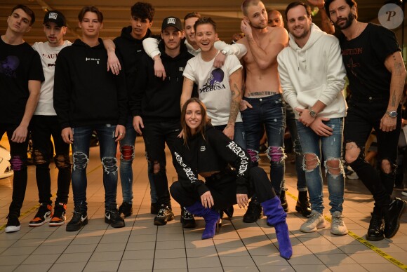 Exclusif - Carla Ginola et son compagnon lancent leur ligne de vêtements "Badcode" à Paris le 8 avril 2019. © Veeren/Bestimage