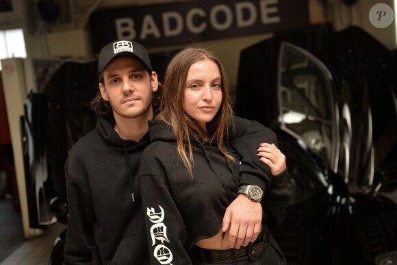 Exclusif - Carla Ginola et son compagnon lancent leur ligne de vêtements "Badcode" à Paris le 8 avril 2019. © Veeren/Bestimage