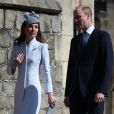 Le prince William, duc de Cambridge, et Catherine (Kate) Middleton, duchesse de Cambridge, arrivent pour assister à la messe de Pâques à la chapelle Saint-Georges du château de Windsor, le 21 avril 2019.
