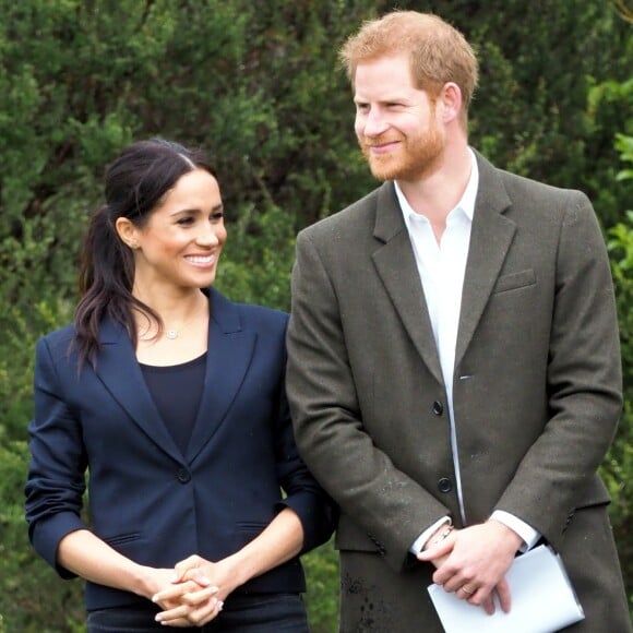 Le prince Harry, duc de Sussex, et Meghan Markle, duchesse de Sussex, assistent à l'inauguration d'un site de 20 hectares pour The Queen's Commonwealth Canopy à Auckland, Nouvelle-Zélande, le 30 octobre 2018.