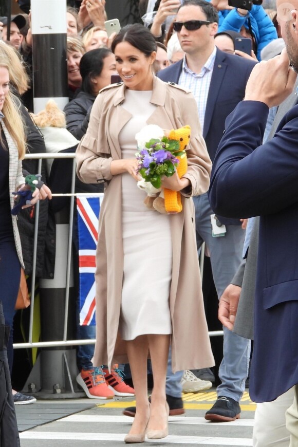 Le prince Harry, duc de Sussex, et Meghan Markle, duchesse de Sussex, ont été accueillis par une foule de supporters au Viaduct Harbour à Auckland, Nouvelle-Zélande, le 30 octobre 2018.