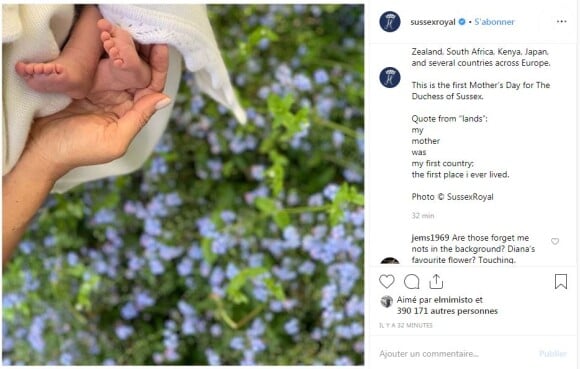 Photo d'Archie Harrison Mountbatten-Windsor publiée sur Instagram le 12 mai 2019, pour la première fête des mères de Meghan Markle. Photo © SussexRoyal