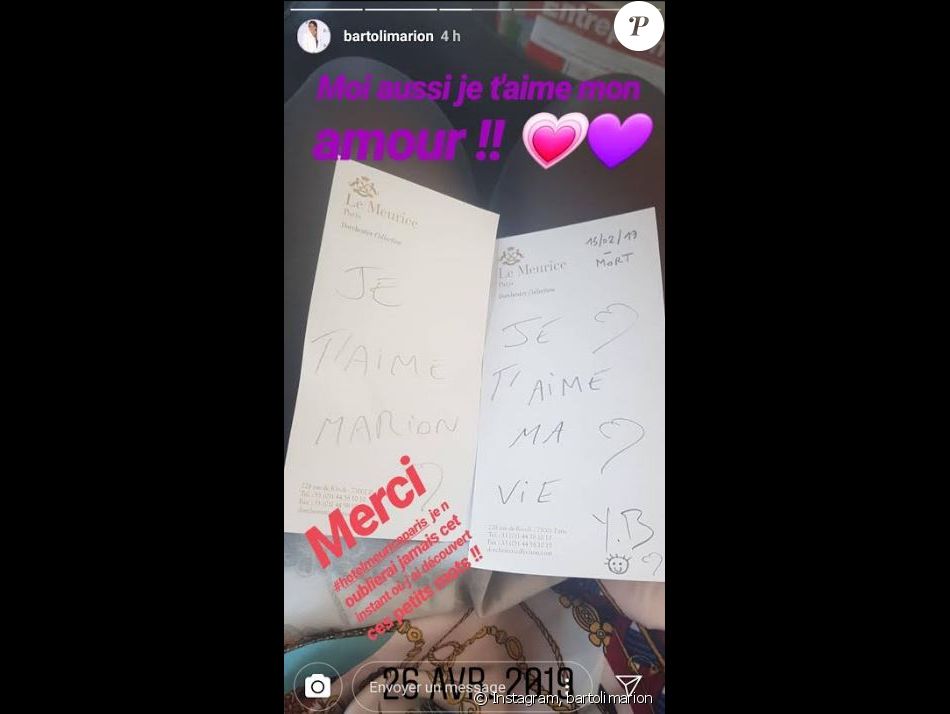 Marion Bartoli a posté cette photo de mots doux de son chéri, Y.B, sur