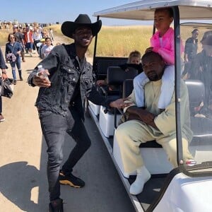 Lil Nas X, Kanye West et sa fille North photographiés par Kim Kardashian. Mai 2019.