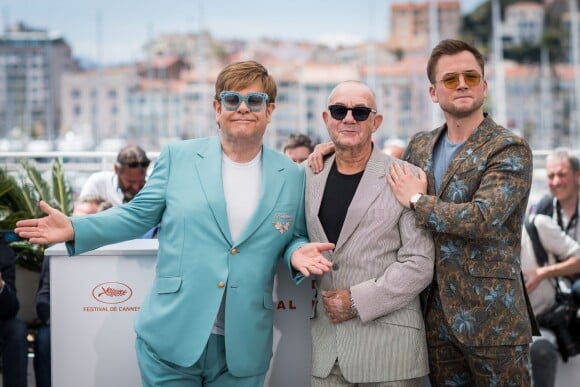Elton John, Bernie Taupin, Taron Egerton au photocall du film Rocketman (Hors compétition) lors du 72ème Festival International du film de Cannes. Le 16 mai 2019 © Jacovides-Moreau / Bestimage