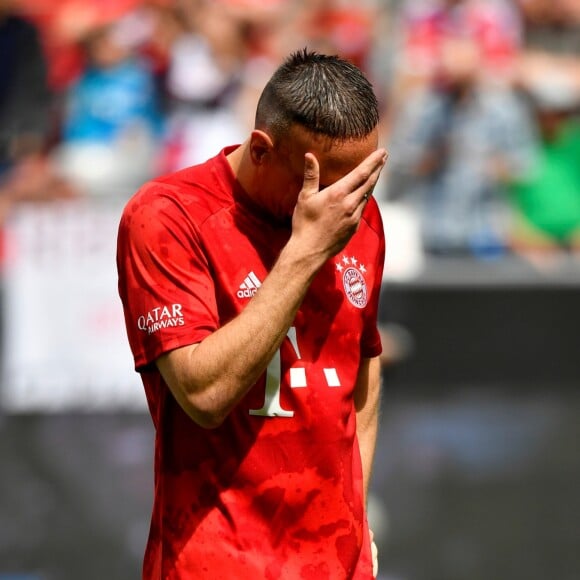 Franck Ribéry célèbre le titre de champion d'allemagne (victoire face à l'Eintracht Francfort) et son dernier match sous les couleurs du Bayern de Munich - Munich le 18 Mai 2019. 18/05/2019 - Munich