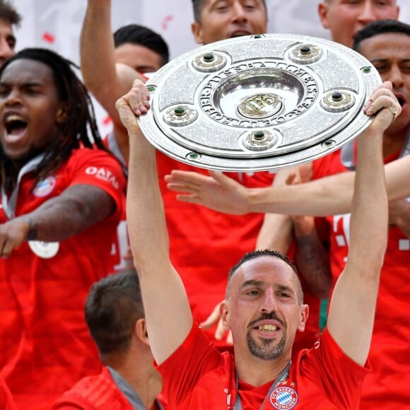 Franck Ribéry célèbre le titre de champion d'allemagne (victoire face à l'Eintracht Francfort) et son dernier match sous les couleurs du Bayern de Munich - Munich le 18 Mai 2019. 18/05/2019 - Munich