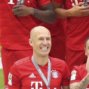 Franck Ribéry et Arjen Robben - Franck Ribéry célèbre le titre de champion d'allemagne et son dernier match sous les couleurs du Bayern de Munich le 18 Mai 2019. 18/05/2019 - Munich