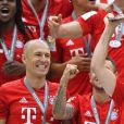 Franck Ribéry et Arjen Robben - Franck Ribéry célèbre le titre de champion d'allemagne et son dernier match sous les couleurs du Bayern de Munich le 18 Mai 2019. 18/05/2019 - Munich