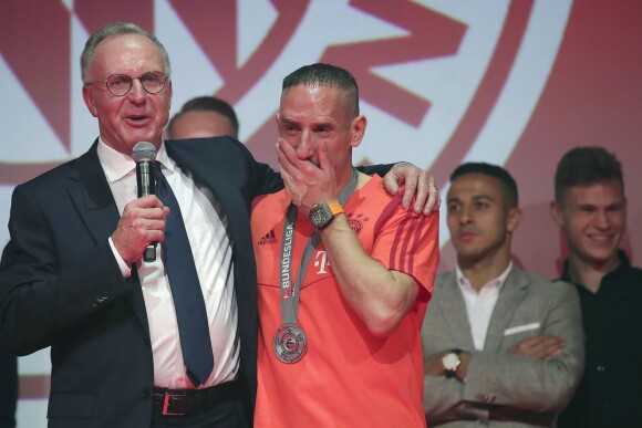 Franck Ribéry - Franck Ribéry en larmes célèbre le titre de champion d'allemagne et son dernier match sous les couleurs du Bayern de Munich le 18 Mai 2019. 18/05/2019 - Munich