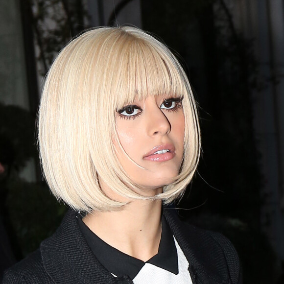Zahia Dehar sort de l'hotel Bristol avec son chien a Paris, le 12 octobre 2013.