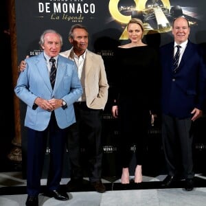 Exclusif - Jackie Stewart, Jacky Ickx, la princesse Charlène de Monaco et le prince Albert II de Monaco, Alain Prost et David Coulthard - Avant-première du documentaire "Grand Prix de Monaco : la légende" à Monaco le 22 mai 2019. © Jean-François Ottonello/Nice-Matin/Bestimage