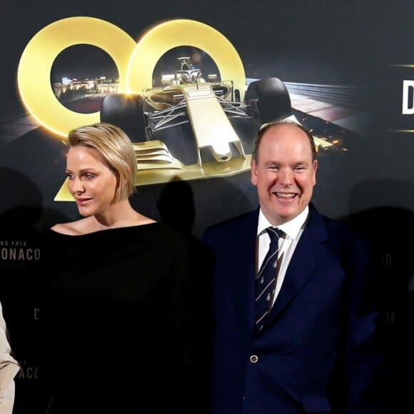 Exclusif - Jackie Stewart, Jacky Ickx, la princesse Charlène de Monaco et le prince Albert II de Monaco, Alain Prost et David Coulthard - Avant-première du documentaire "Grand Prix de Monaco : la légende" à Monaco le 22 mai 2019. © Jean-François Ottonello/Nice-Matin/Bestimage