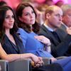 Meghan Markle, Catherine Kate Middleton (enceinte), duchesse de Cambridge, le prince William, duc de Cambridge lors du premier forum annuel de la Fondation Royale à Londres le 28 février 2018.