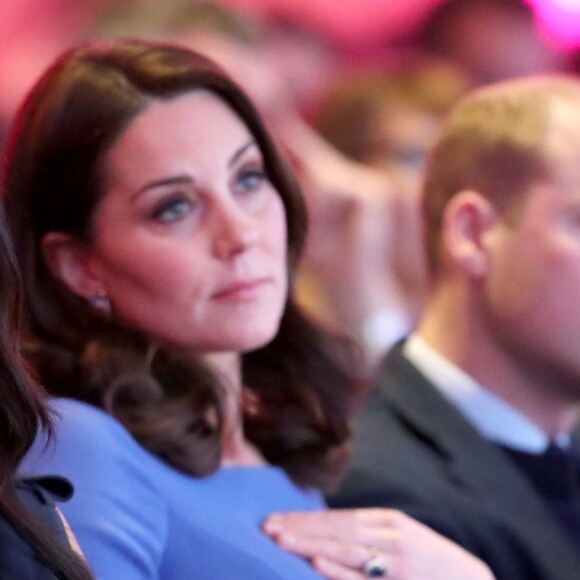 Meghan Markle, Catherine Kate Middleton (enceinte), duchesse de Cambridge, le prince William, duc de Cambridge lors du premier forum annuel de la Fondation Royale à Londres le 28 février 2018.
