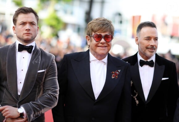 Taron Egerton, Elton John (lunettes Gucci) et son mari David Furnish - Montée des marches du film "Rocketman" lors du 72e Festival International du Film de Cannes. Le 16 mai 2019 © Jacovides-Moreau / Bestimage