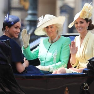 Meghan Markle, duchesse de Sussex, a fait une réapparition publique en plein congé maternité pour assister aux cérémonies de Trooping the Colour le 8 juin 2019 au palais de Buckingham, à Londres.